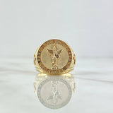 Anillo San Miguel Arcangel 8.35gr / T7 / Circulo Texturizado Oro Amarillo 18K *