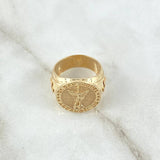 Anillo San Miguel Arcangel 8.35gr / T7 / Circulo Texturizado Oro Amarillo 18K *