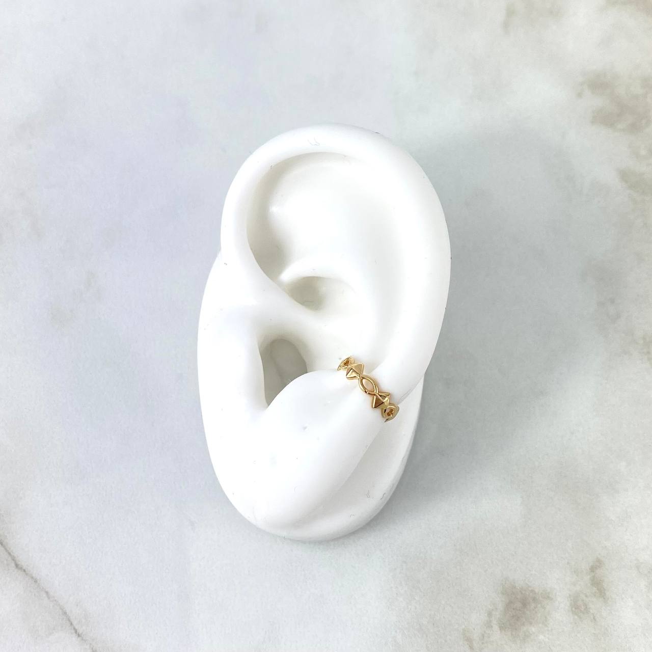 Piercing Earcuff Simulador 0.55gr / 1.1cm / Rombos Ovalos Oro Amarillo (Joya) *