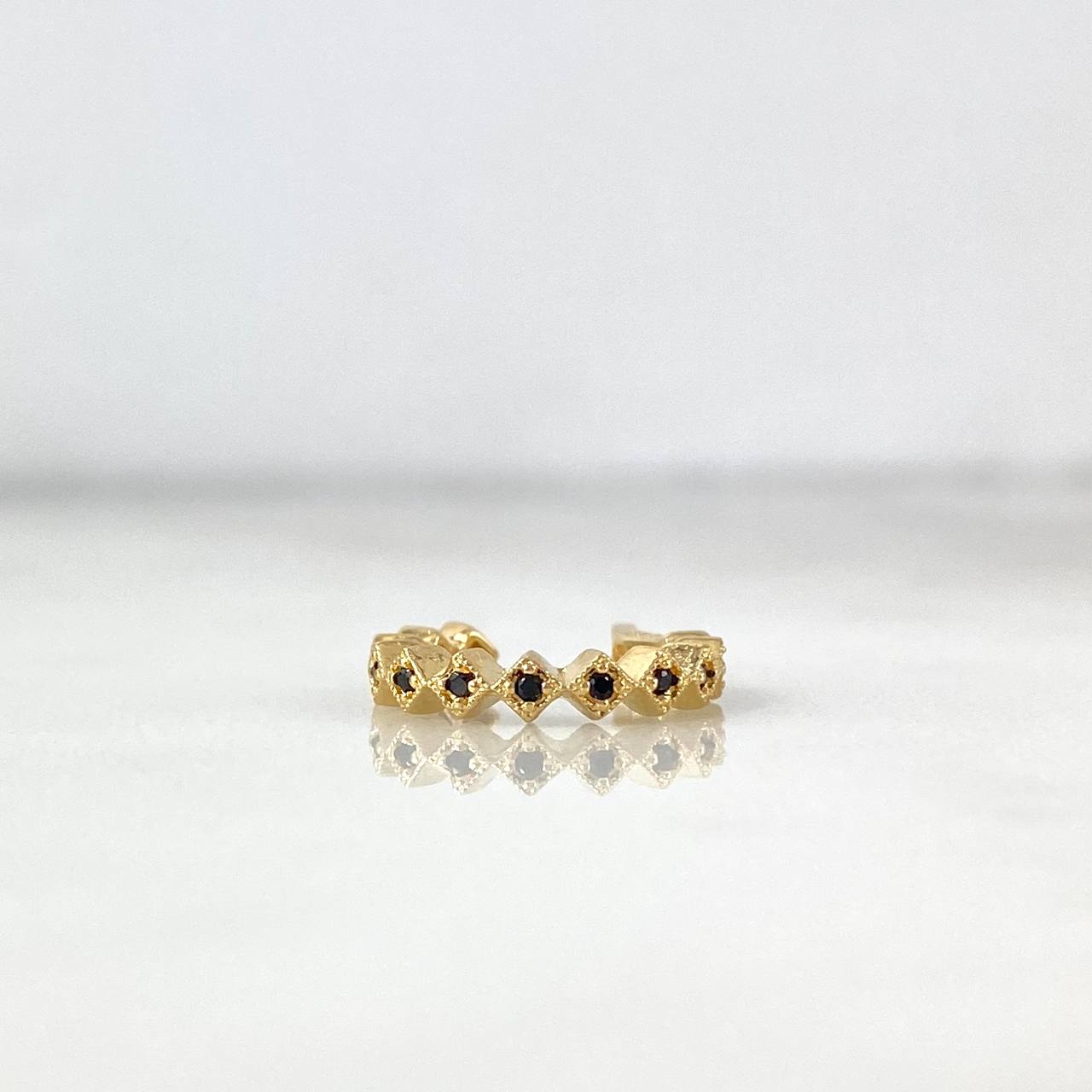Piercing Earcuff Simulador 1.05gr / 1.4cm / Pluri Rombos Circones Negros Oro Amarillo (Joya) *
