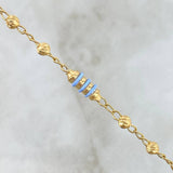 Pulso Rustica Militar 2.8gr / 16.5cm / 4mm-4mm Cauchos de Colores Bolas Diamantadas Oro Amarillo ©