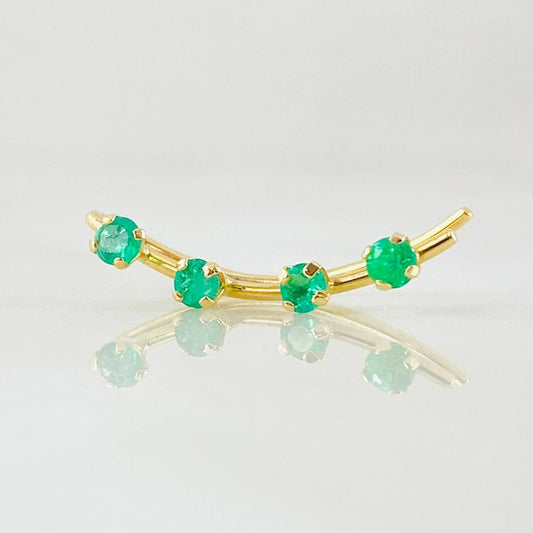Arete Earcuff Simulador 21mm Esmeraldas 25pts Oro Amarillo (Joya)
