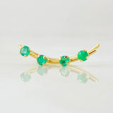 Arete Earcuff Simulador 21mm Esmeraldas 25pts Oro Amarillo (Joya)