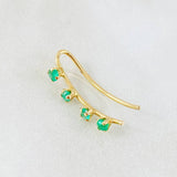 Arete Earcuff Simulador 21mm Esmeraldas 25pts Oro Amarillo (Joya)