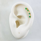 Piercing Arete Earcuff Simulador Esmeraldas 25pts 0.7g / 2cm Oro Amarillo 18K (Joya )
