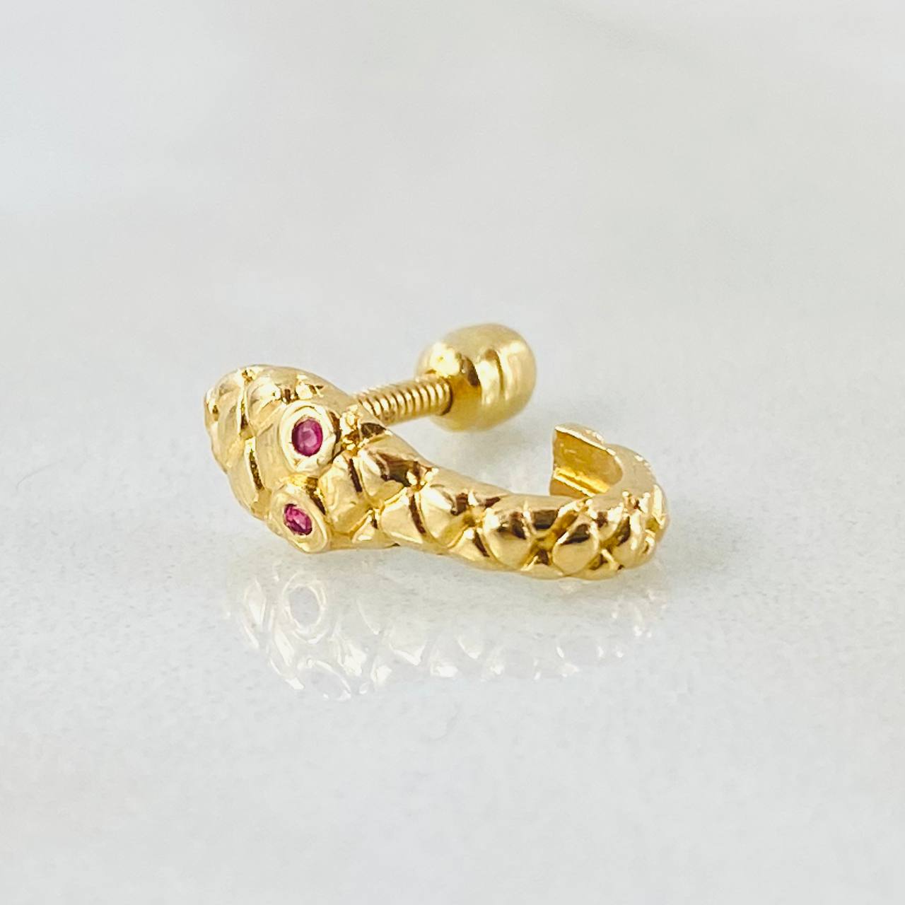 Piercing Serpiente 12mm Rubíes 1.6pts Bola 3mm Oro Amarillo (Joya) ©