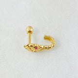 Piercing Serpiente 12mm Rubíes 1.6pts Bola 3mm Oro Amarillo (Joya) ©