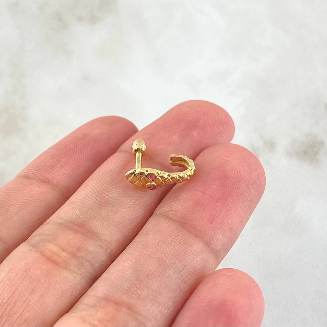 Piercing Serpiente 12mm Rubíes 1.6pts Bola 3mm Oro Amarillo (Joya) ©