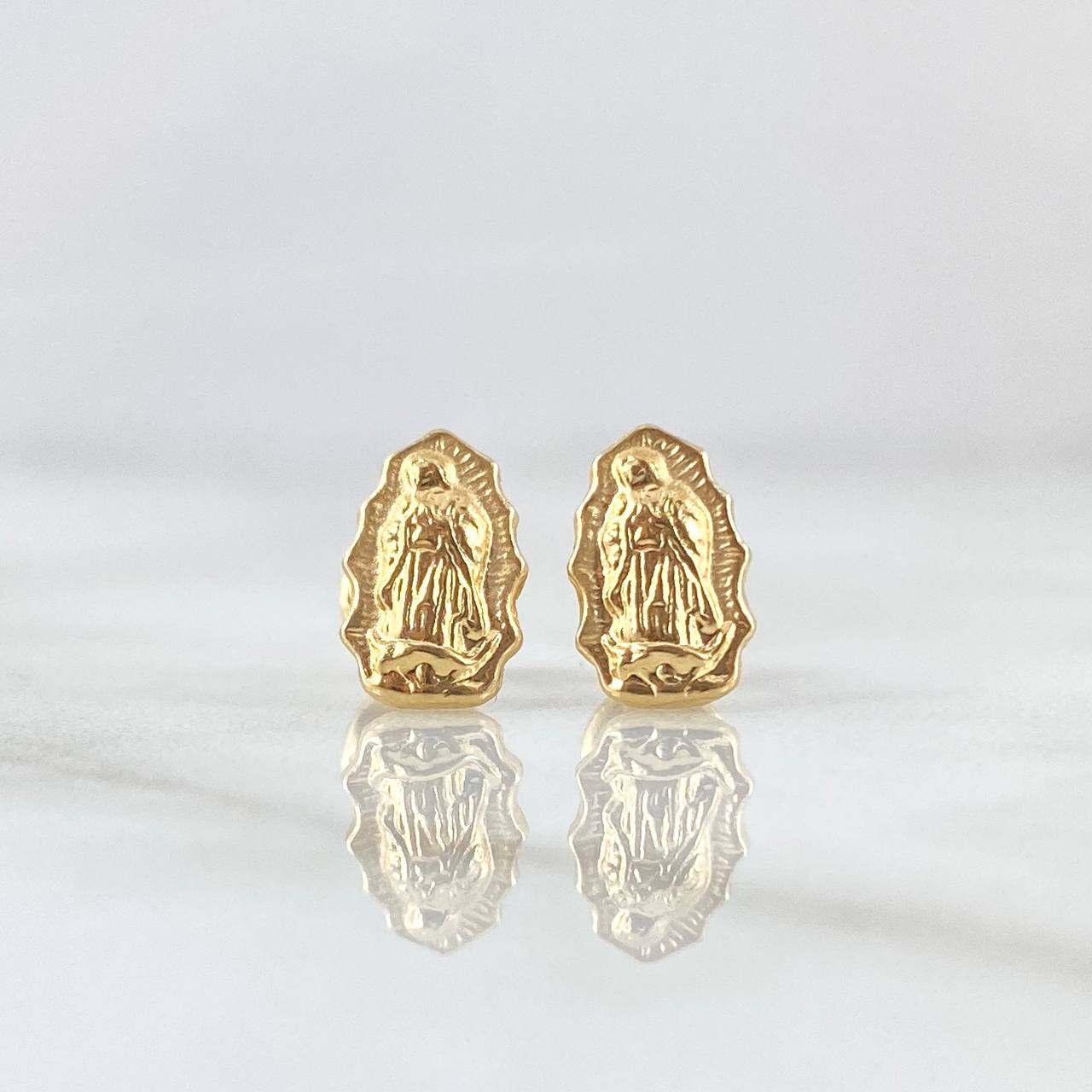 Topos Virgen Guadalupe Silueta 0.75gr / 10mm Mate Liso Oro Amarillo 18K *