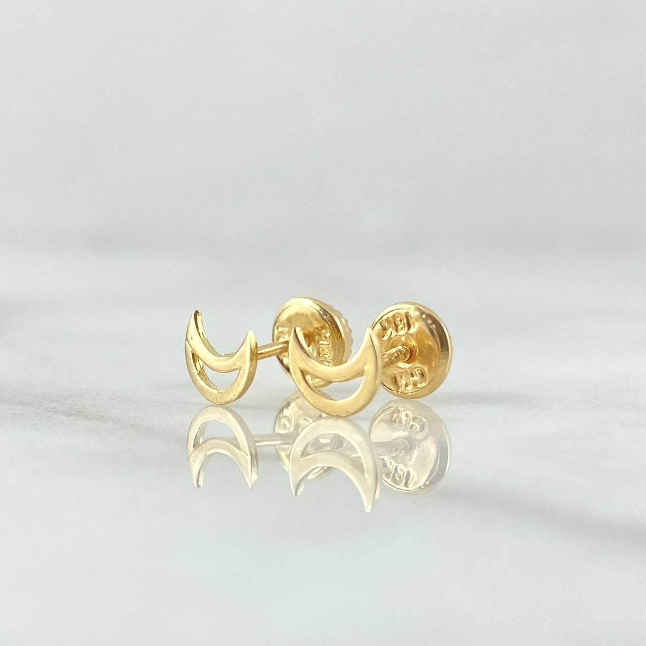 Topos Silueta Luna 0.6gr / 6mm Lisa Oro Amarillo 18K *