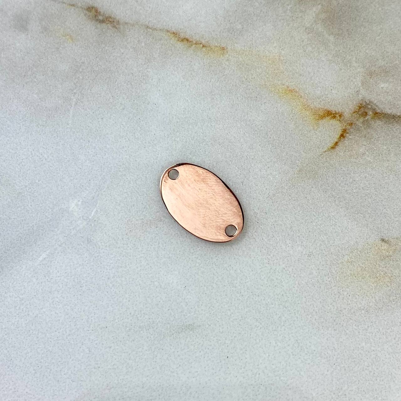 Herraje Placa Ovalada 0.65gr / 1.1cm-1.7cm / Lisa Oro Rosa