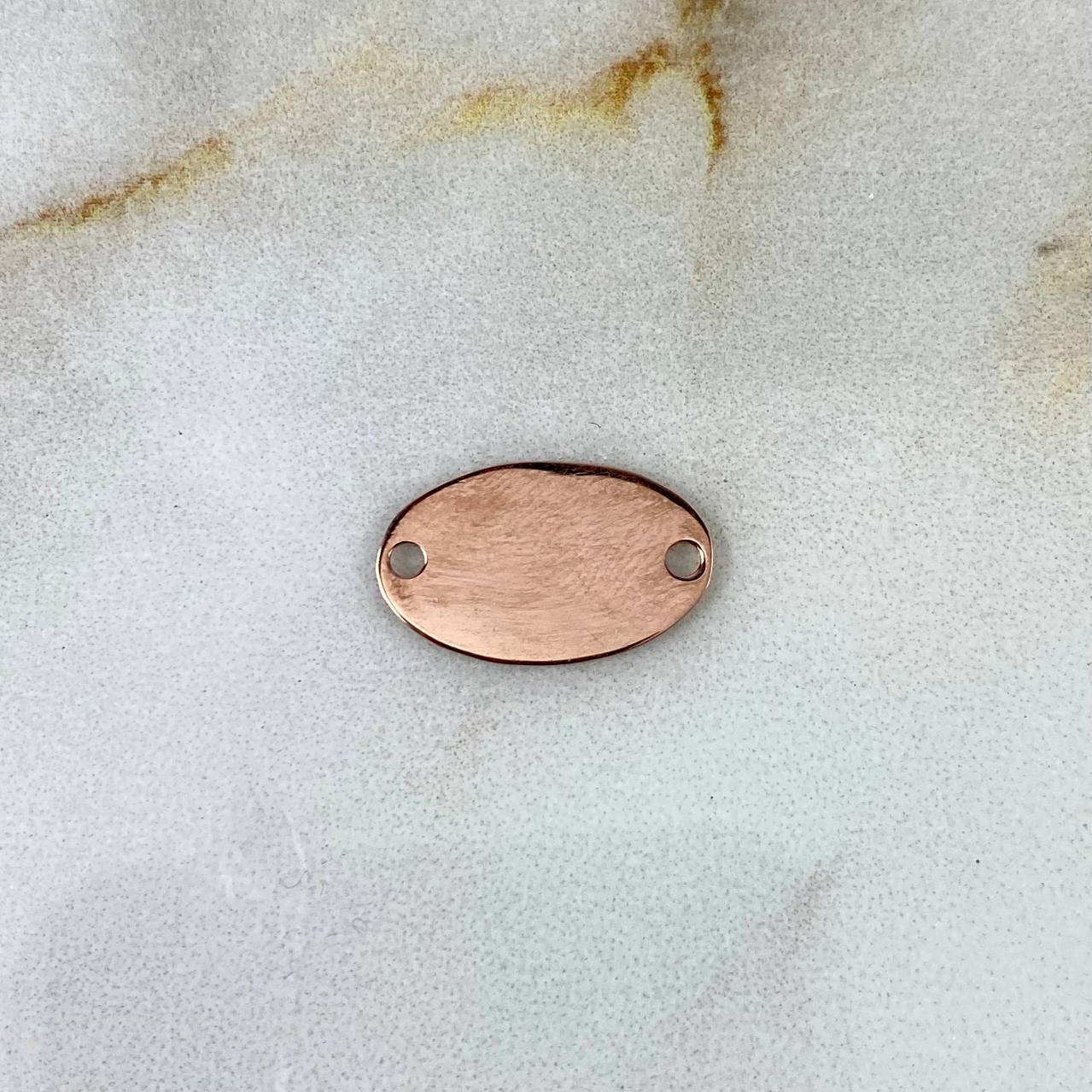 Herraje Placa Ovalada 0.65gr / 1.1cm-1.7cm / Lisa Oro Rosa