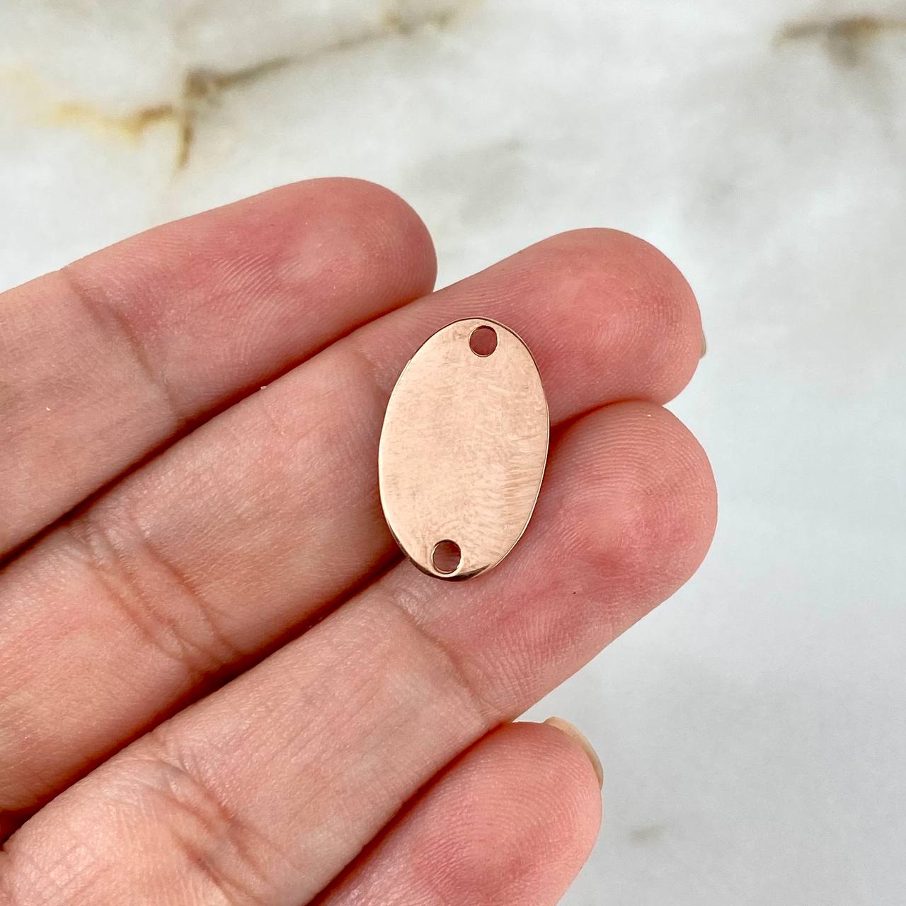 Herraje Placa Ovalada 0.75gr / 1.1cm-1.7cm / Lisa Oro Rosa
