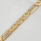 Cadena Figaro Plana 34.3 g / 63 cm / 5 mm Dos Oros Amarillo Blanco 18K