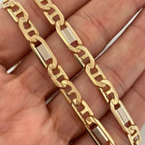 Cadena Figaro Plana 34.3 g / 63 cm / 5 mm Dos Oros Amarillo Blanco 18K
