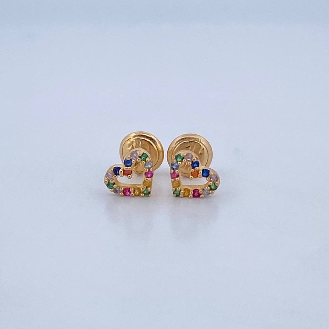 Topos Silueta Corazones 0.85gr / 6.43mm / Oro Amarillo 18K &
