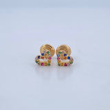 Topos Silueta Corazones 0.85gr / 6.43mm / Oro Amarillo 18K &