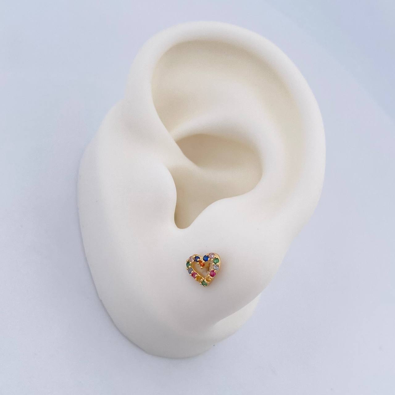 Topos Silueta Corazones 0.85gr / 6.43mm / Oro Amarillo 18K &
