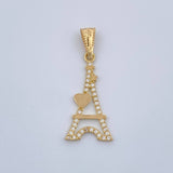 Dije Torre Eiffel Corazon 0.95gr / 2.8cm / Oro Amarillo 18K %