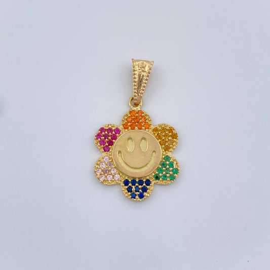 Dije Flor Cara Feliz 1.8gr / 2.5cm / Oro Amarillo 18K %