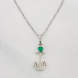 Set Cadena Veneciana + Dije Ancla Esmeralda 0.7pts / 1.5g / 45cm Oro Blanco 18K