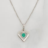 Set Cadena Veneciana + Dije Corazon Esmeralda 0.9pts / 1.5g / 45cm Oro Blanco 18K