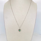 Set Cadena Veneciana + Dije Corazon Esmeralda 0.9pts / 1.5g / 45cm Oro Blanco 18K