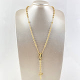 Rosario Virgen De Guadalupe 18.8gr / 60cm / 5mm-6mm Circones Blancos Oro Amarillo 18K *