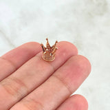 Herraje Corona 1.3gr / 1cm / Circones Blancos Oro Rosa 18K *