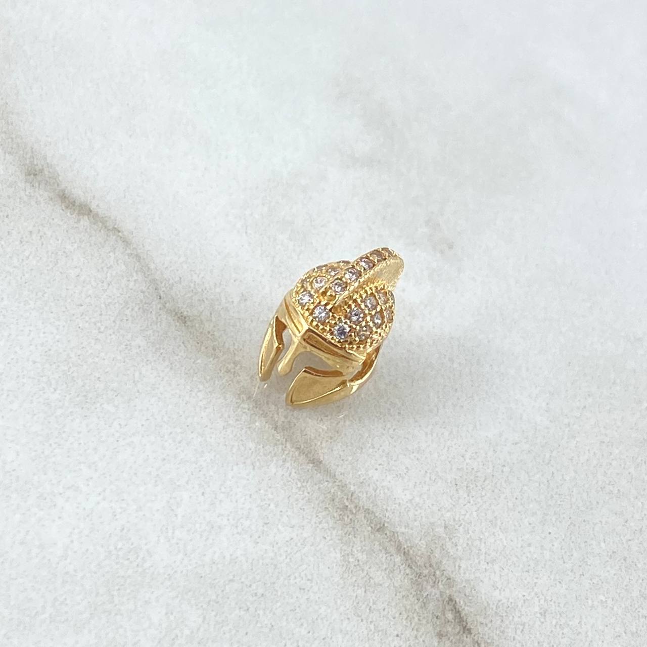 Herraje Casco Gladiador 1.45gr / 0.7cm / Circones Blancos Oro Amarillo 18K *
