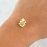 Herraje Casco Gladiador 1.45gr / 0.7cm / Circones Blancos Oro Amarillo 18K *