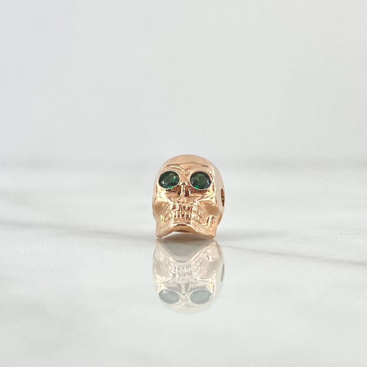 Herraje Calavera 2.35gr / 1cm / Circones Verdes Oro Rosa 18K *