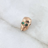 Herraje Calavera 2.35gr / 1cm / Circones Verdes Oro Rosa 18K *