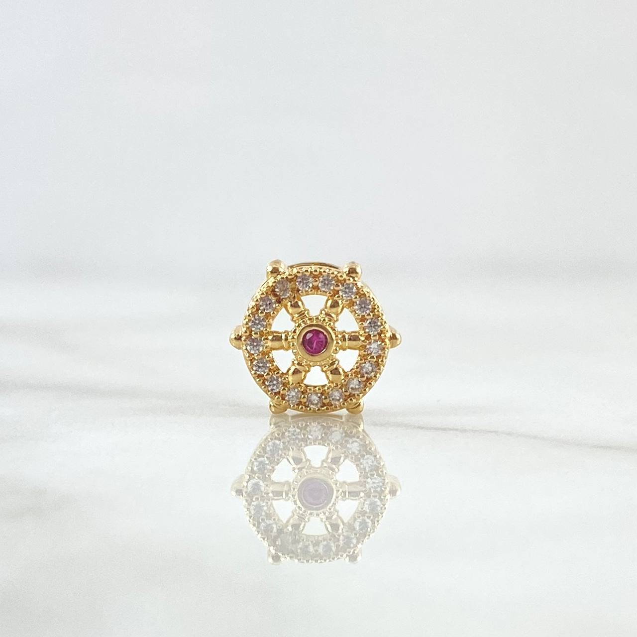 Herraje Timon 1gr / 1cm / Circones Blancos Y Fucsia Oro Amarillo 18K *