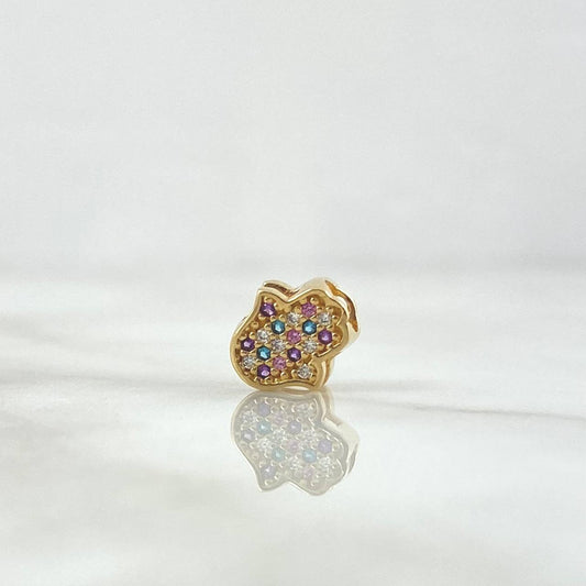 Herraje Mano Hamsa 0.9gr / 1cm / Circones De Colores Oro Amarillo 18K *