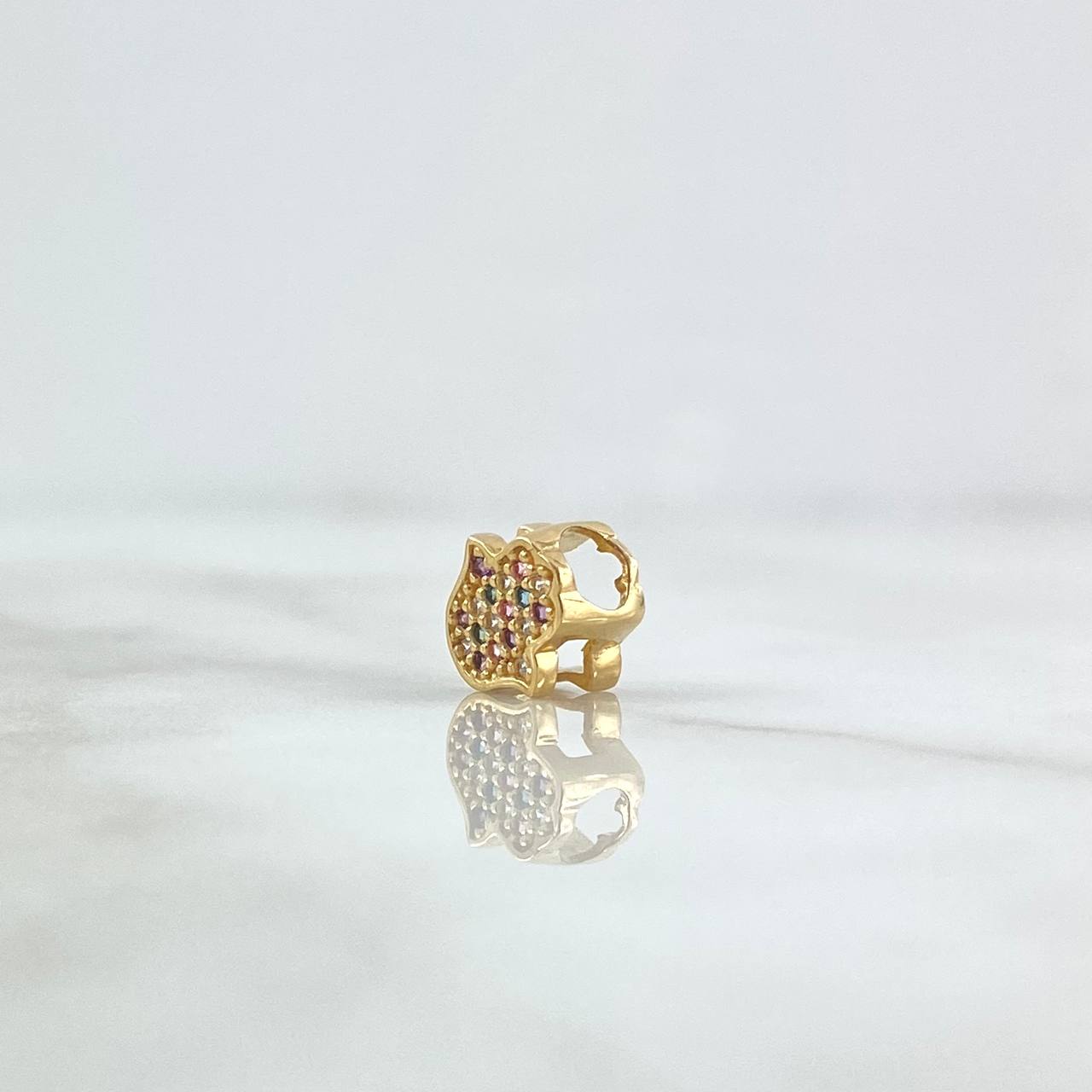 Herraje Mano Hamsa 0.9gr / 1cm / Circones De Colores Oro Amarillo 18K *