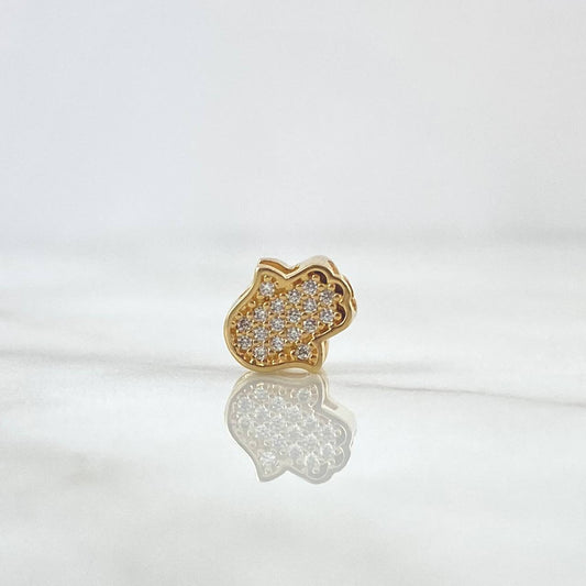 Herraje Mano Hamsa 0.9gr / 1cm / Circones Blancos Oro Amarillo 18K *