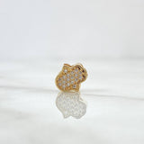 Herraje Mano Hamsa 0.9gr / 1cm / Circones Blancos Oro Amarillo 18K *