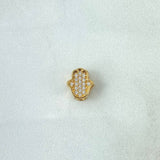 Herraje Mano Hamsa 0.9gr / 1cm / Circones Blancos Oro Amarillo 18K *