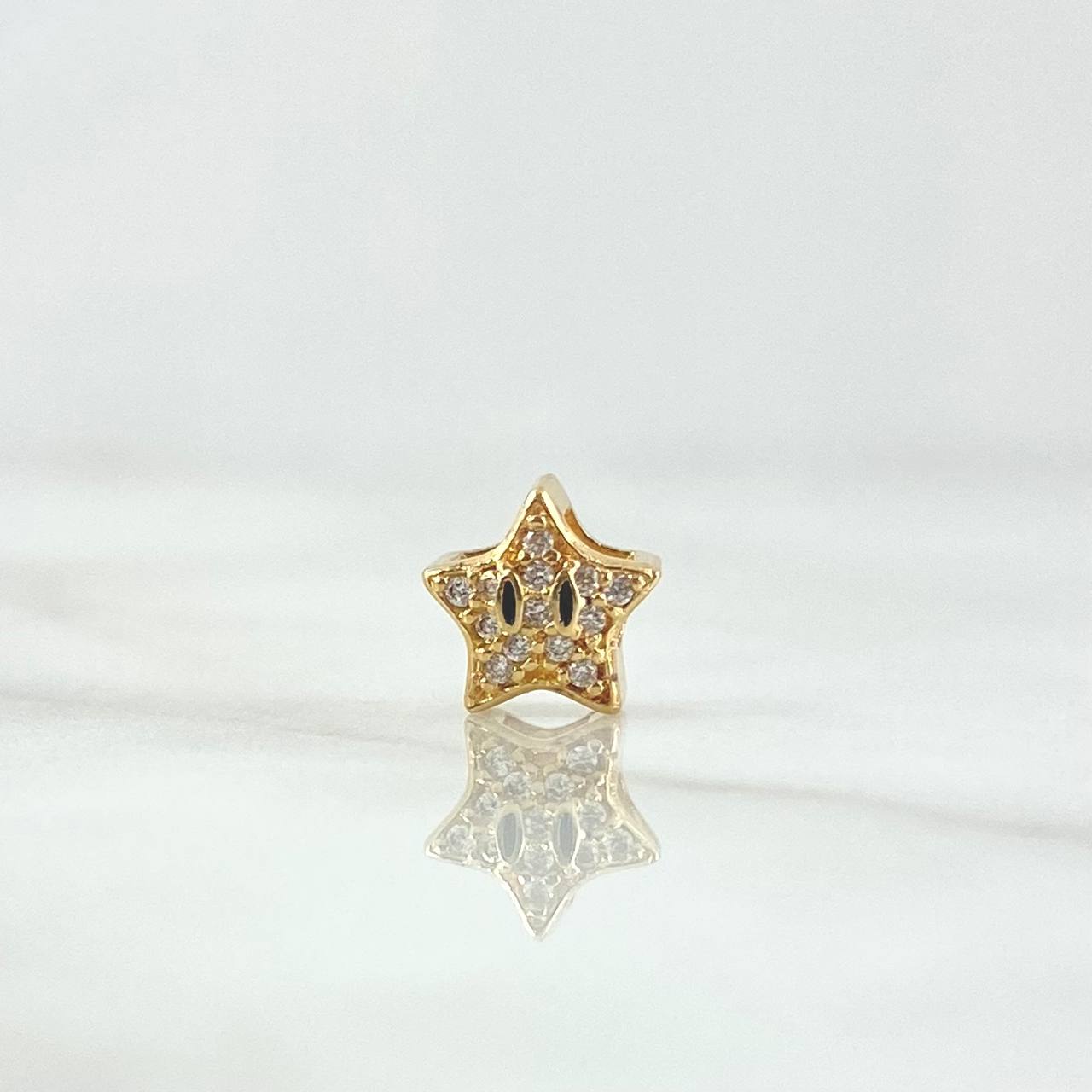 Herraje Estrella Animado 0.75gr / 0.7cm / Circones Blancos Oro Amarillo 18K *