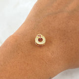 Herraje Aro Corazón 0.9gr / 1cm / Circones Blancos Y Fucsia Oro Amarillo 18K *