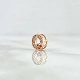 Herraje Aro Corazón 0.9gr / 1cm / Circones Blancos Y Fucsia Oro Rosa 18K *