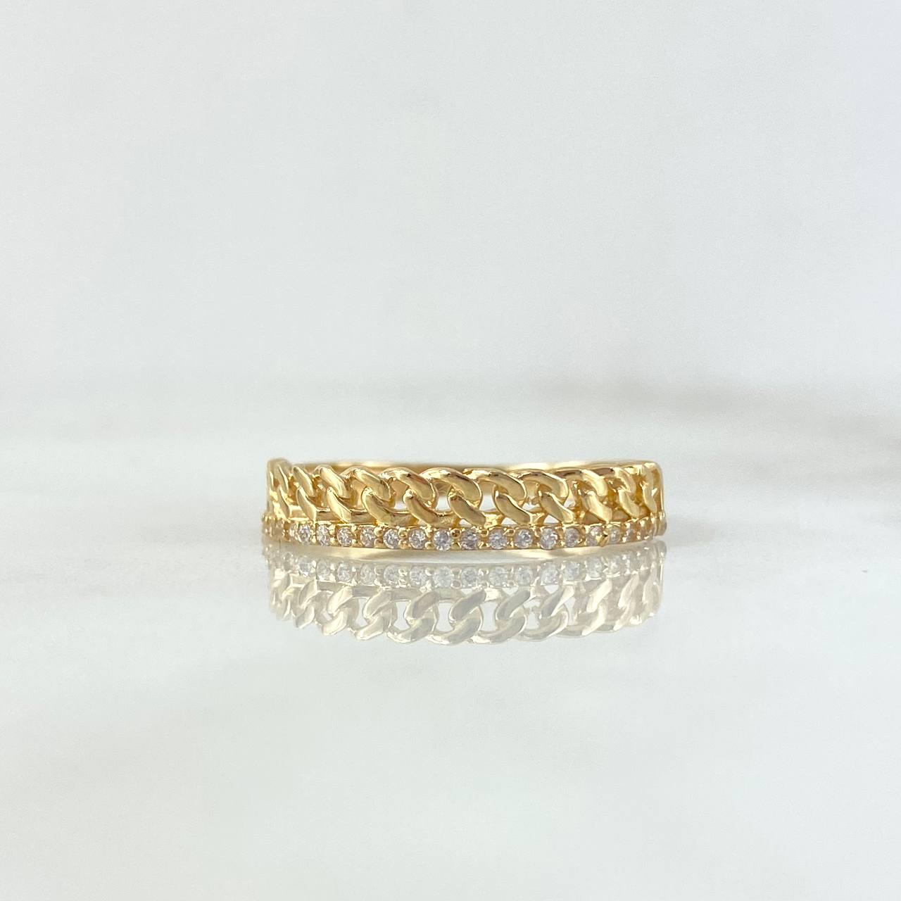 Anillo Cubano Churumbela 1.95gr / T7 / Circones Blancos Oro Amarillo 18K