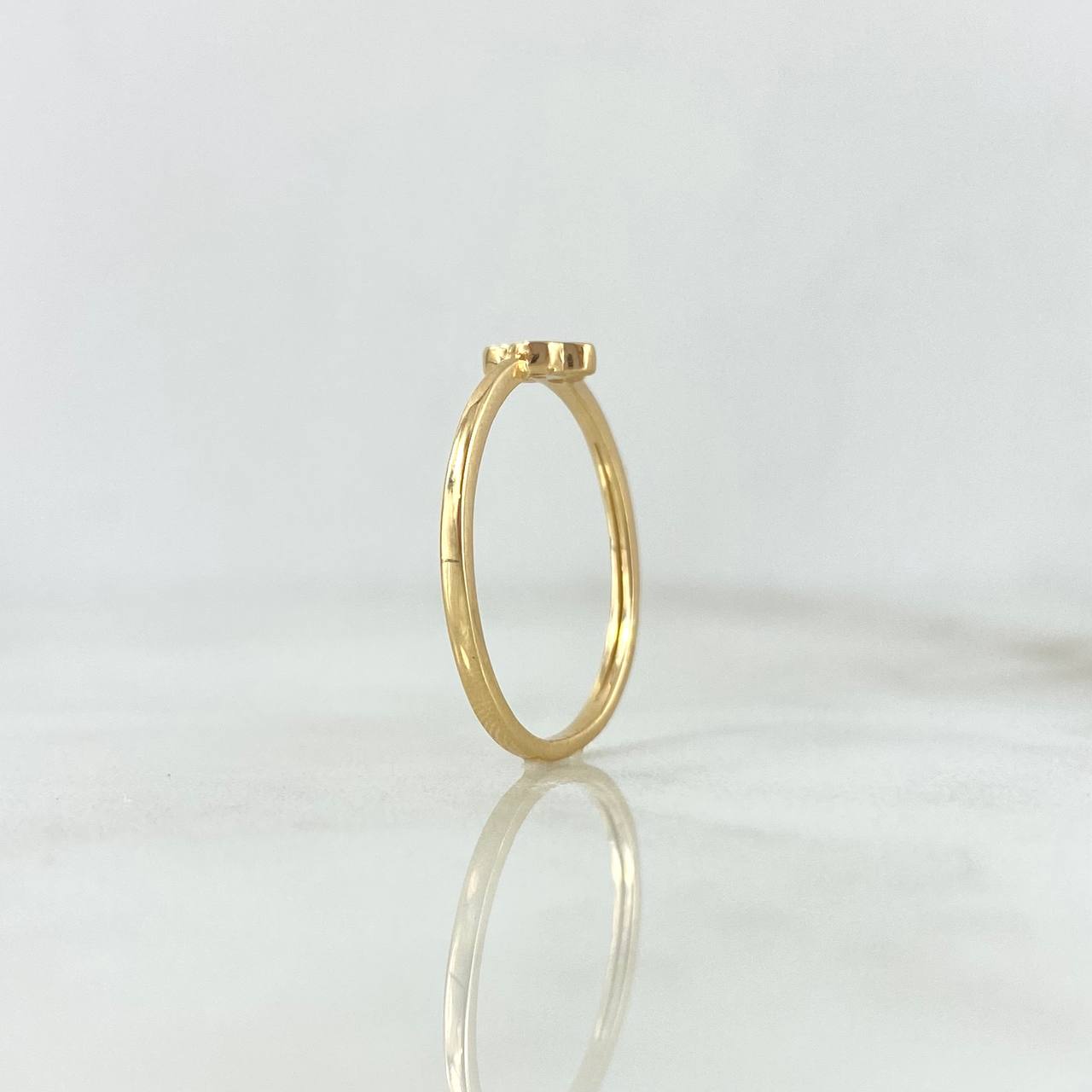 Anillo Trebol 1.3gr / T6 3/4 / Circones Blancos Oro Amarillo ©