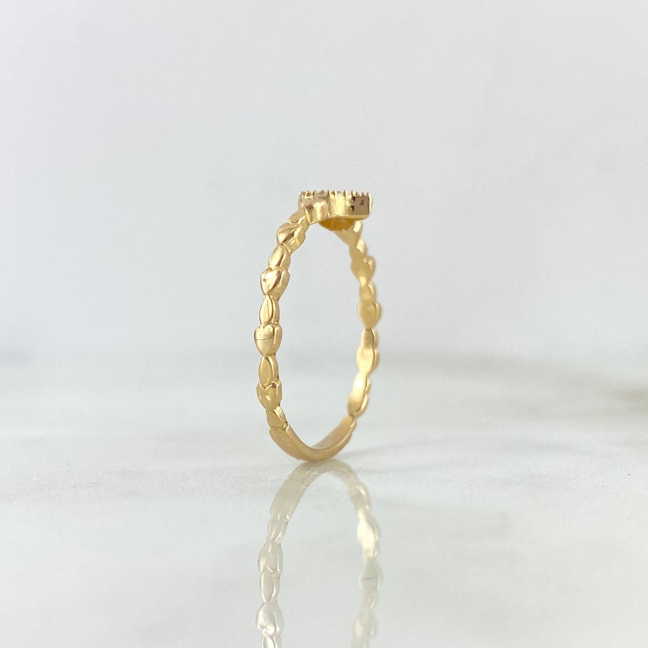 Anillo Corazones Corazon 1.5gr / T7 / Circones Blancos Oro Amarillo