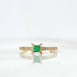 Anillo Solitario Cuadrado Destellos 1.75gr / T7 1/4 / Circones Blancos Verde Oro Amarillo