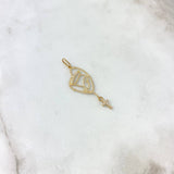 Dije Rosario Virgen María 1.1gr / 4cm / Circones Blancos Oro Amarillo ©