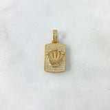 Dije Corona RX 4.7gr / 2.8cm / Regtangulo Circones Blancos Oro Amarillo ©