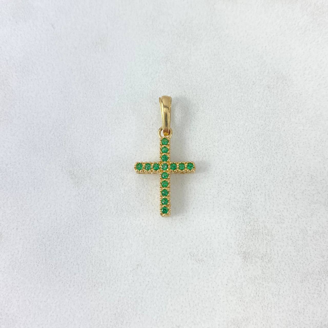 Dije Cruz 1.3gr / 2.3cm / Doble Fax Circones Blancos Verdes Oro Amarillo ©
