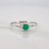 Anillo Solitario Esmeralda 0.21pts 1.2g / T7 Oro Blanco 18K